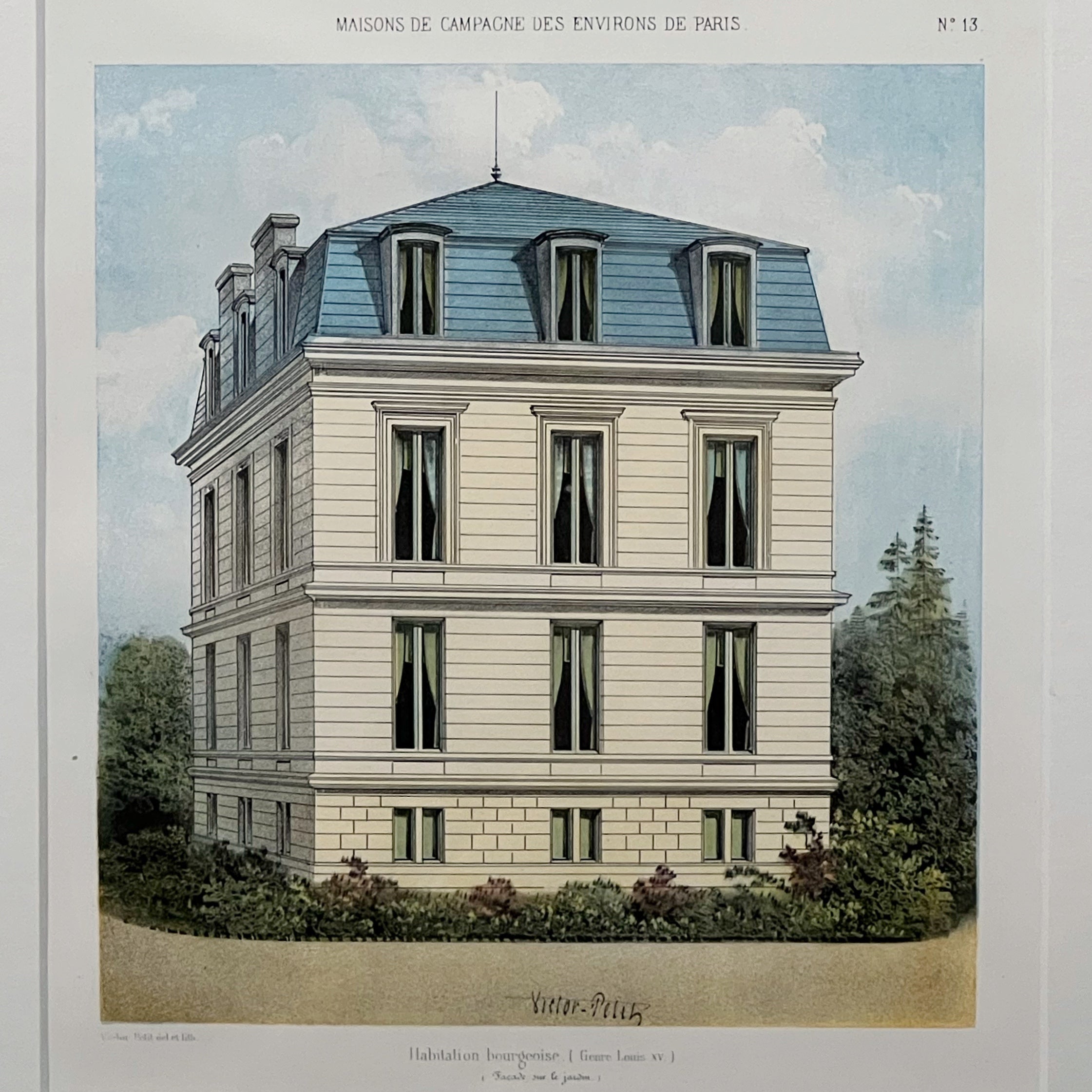19th Century French Chateau Chromolithographs Framed 5 Prints