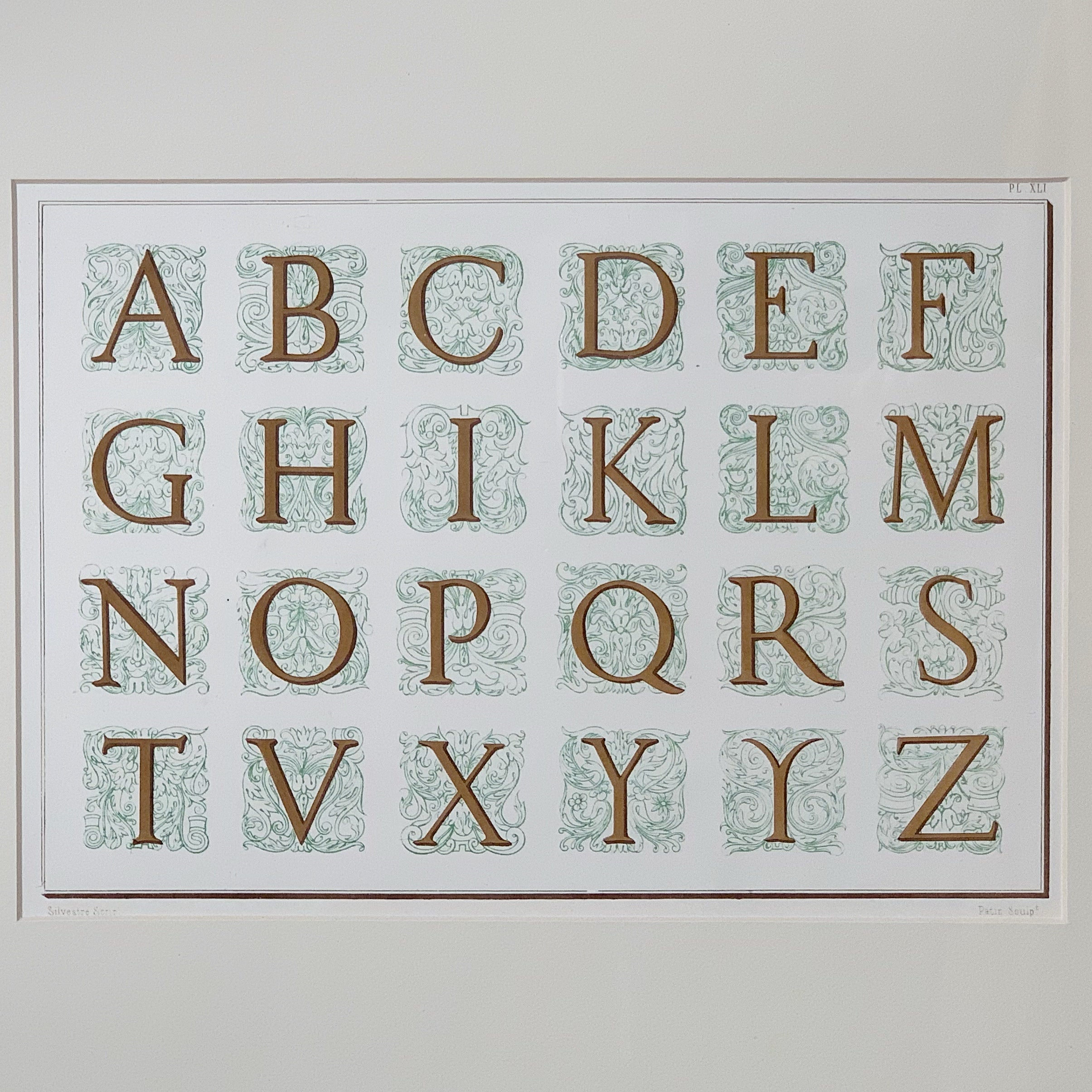 19th Century Chromolithograph Alphabets Framed 4 Prints Charming Soho