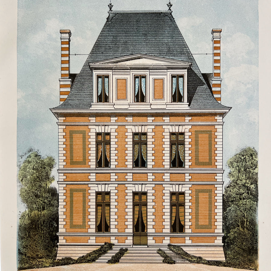19th Century French Chateau Chromolithographs Matted 11