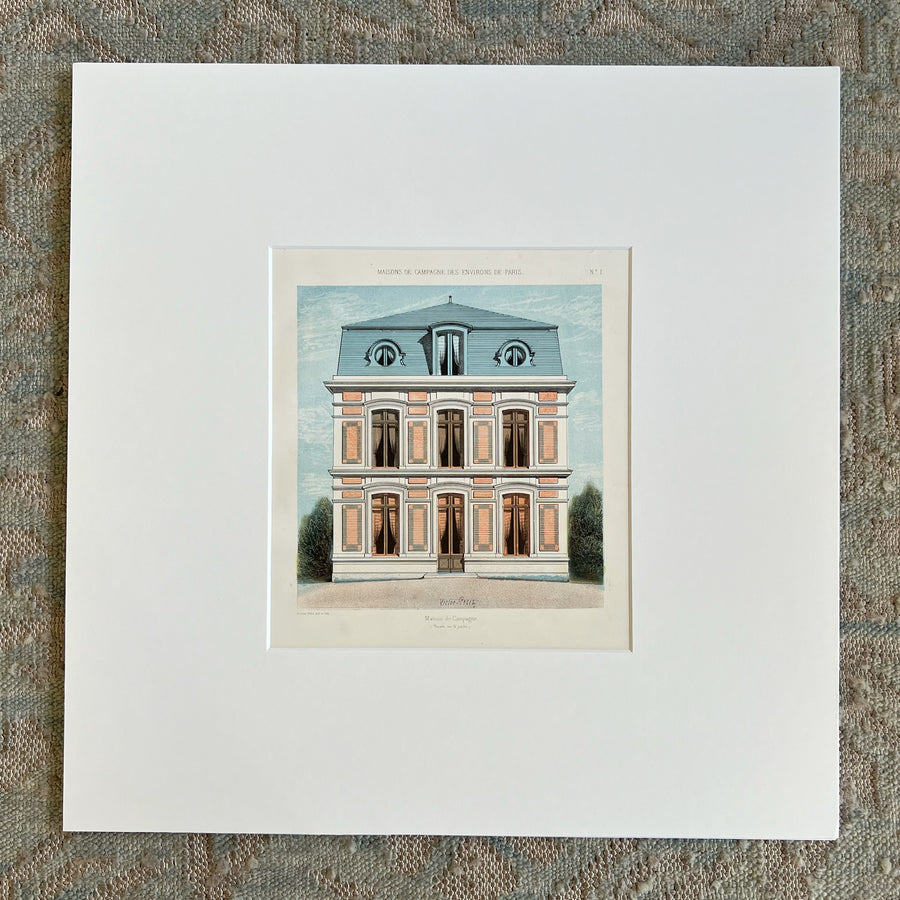 19th Century French Chateau Chromolithographs Matted 12