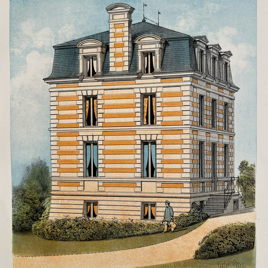19th Century French Chateau Chromolithographs Matted 13