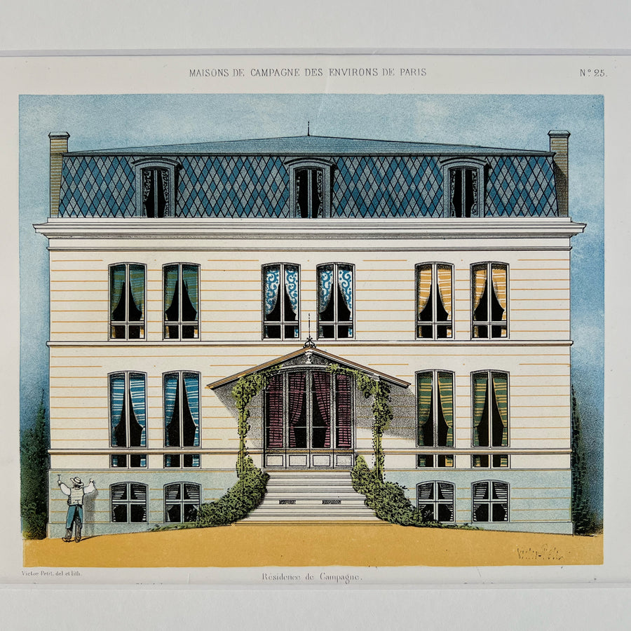 19th Century French Chateau Chromolithographs Matted 14