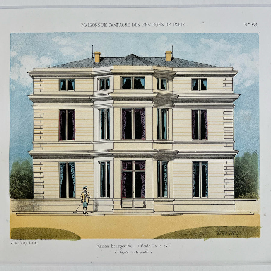 19th Century French Chateau Chromolithographs Matted 16