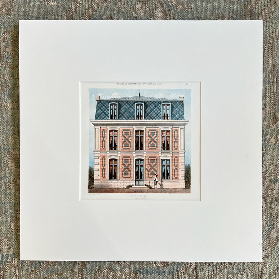 19th Century French Chateau Chromolithographs Matted 1