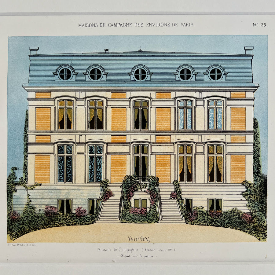 19th Century French Chateau Chromolithographs Matted 2