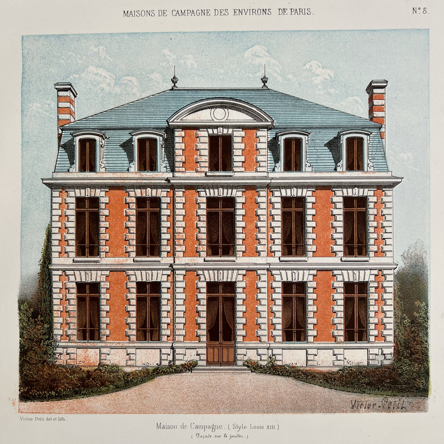 19th Century French Chateau Chromolithographs Matted 4