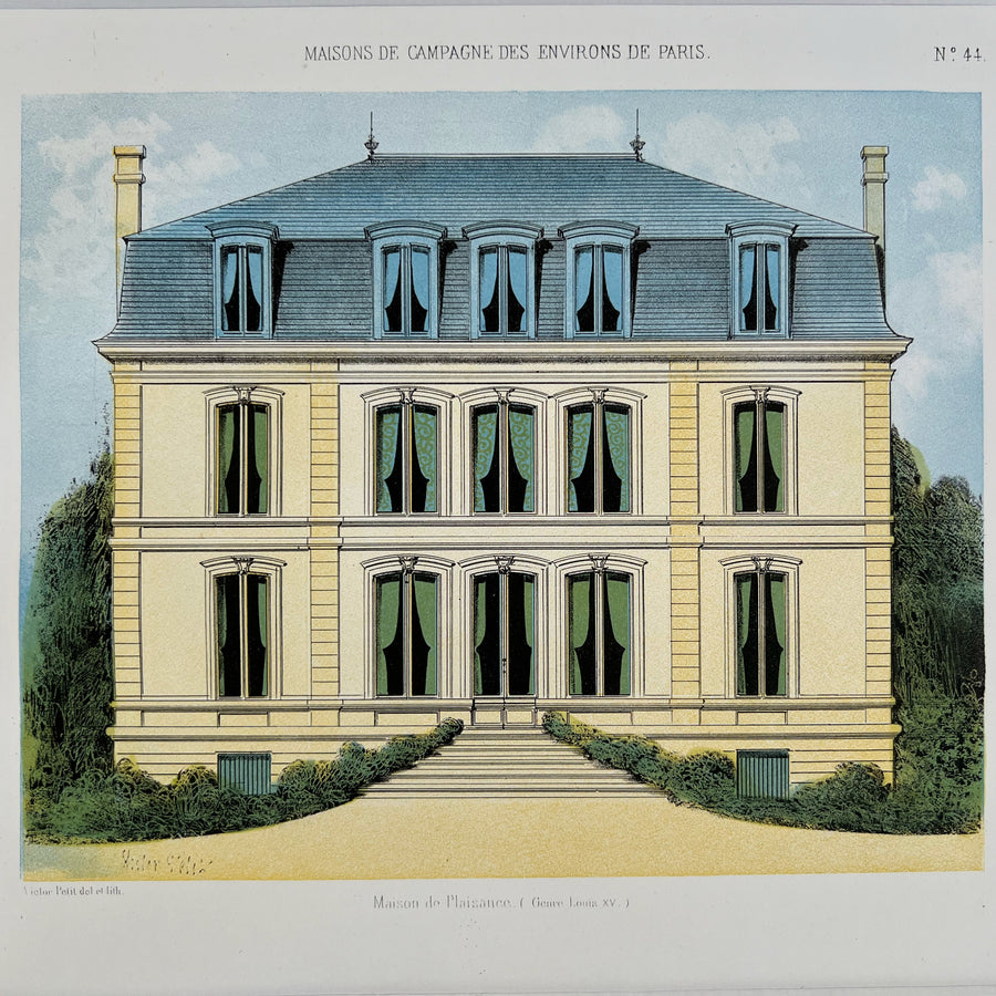 19th Century French Chateau Chromolithographs Matted 6