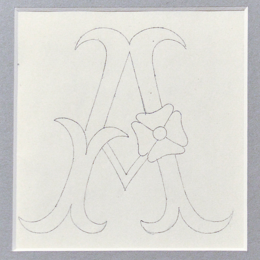 Hand Drawn Austrian "A" Monogram 11 x 14 Matted