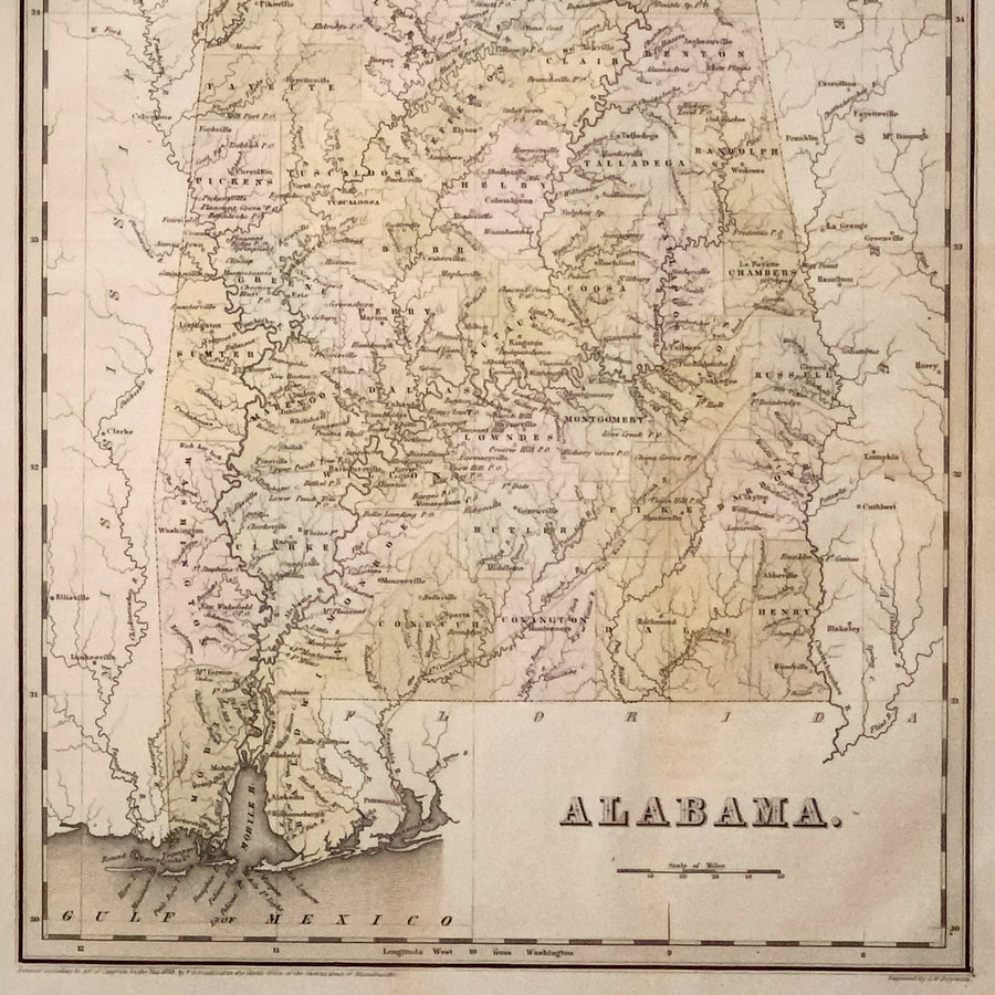 1838 Bradford Map of Alabama