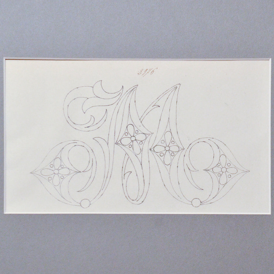 Hand Drawn Austrian "M" Monogram 11 x 14 Matted